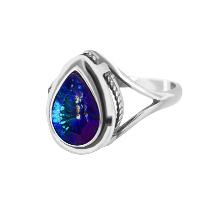 Pierścionek srebrny z kryształem Millennium Blue