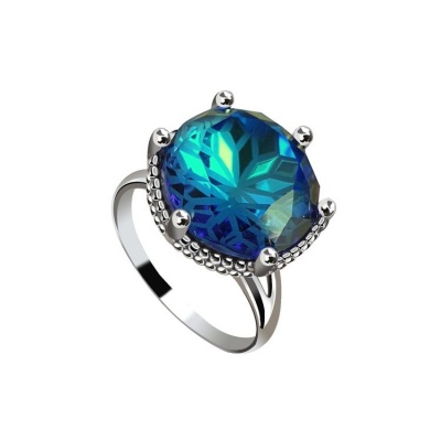 Pierścionek srebrny z kryształem Bermuda Blue