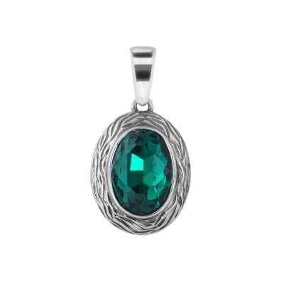 Zawieszka srebrna z kryształem Emerald
