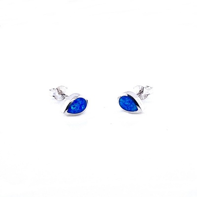 Kolczyki niebieski opal w kształcie łzy