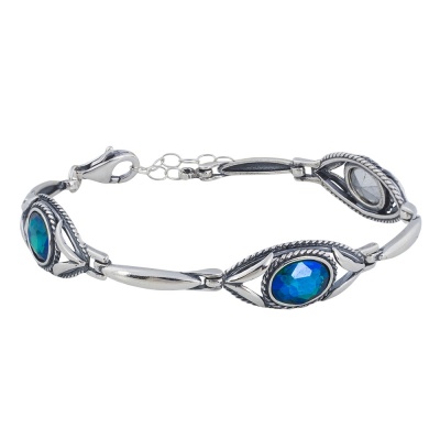 Bransoletka srebrna kryształ Bermuda Blue