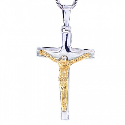 Krzyżyk srebrny z pozłoconym Jezusem