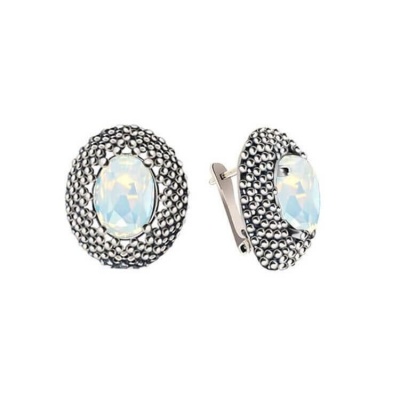 Kolczyki srebrne kryształ Swarovski White Opal (krótkie)